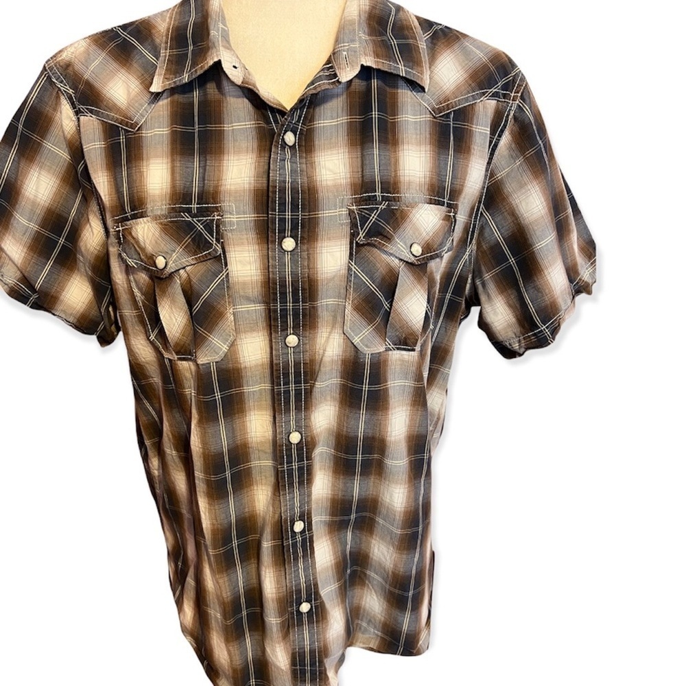 American Eagle Plaid Snap Button Shirt L